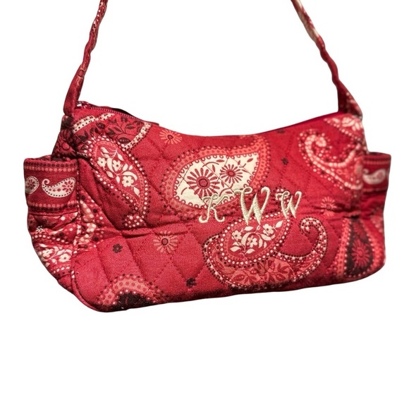 Soon Vintage Vera Bradley Small Maggie Satchel & Coin Purse Mesa Red Paisley Set - Picture 3 of 16